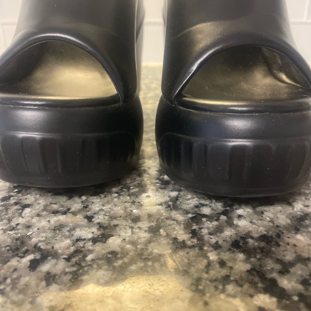 Black Women's Slide  Platform Wedge Sandals - Picture 3 of 8